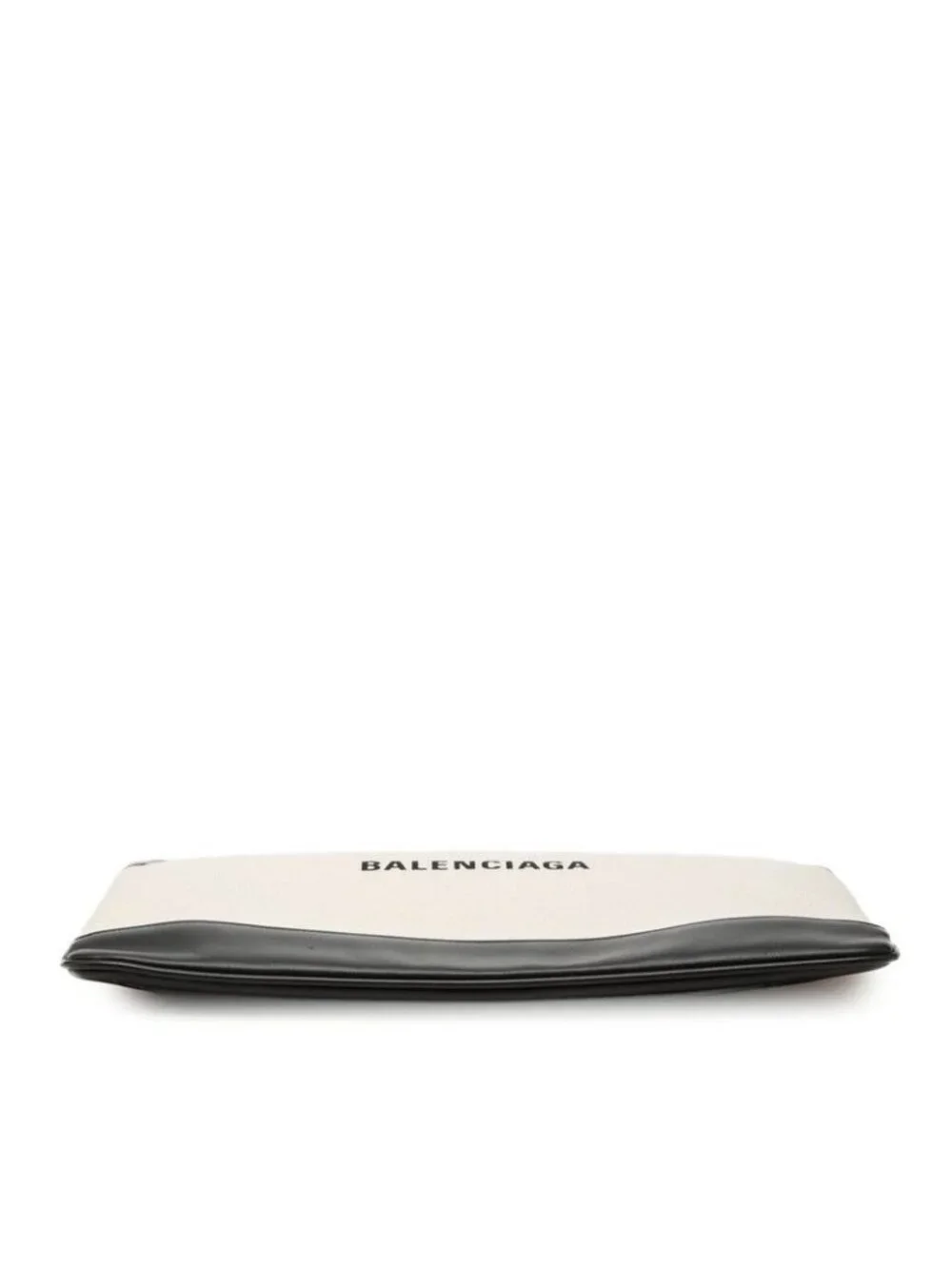 Balenciaga Navy Clip M Clutch Beige Black Canvas Leather